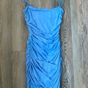 Lucy in the Sky Blue Ruched Sheath Dress